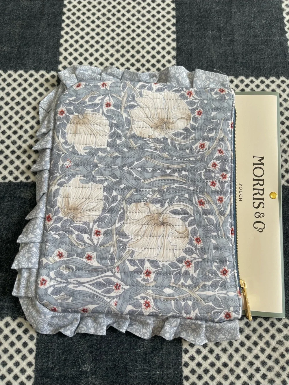 Morris & Co. Blue Floral Quilted Cosmetic Pouch
